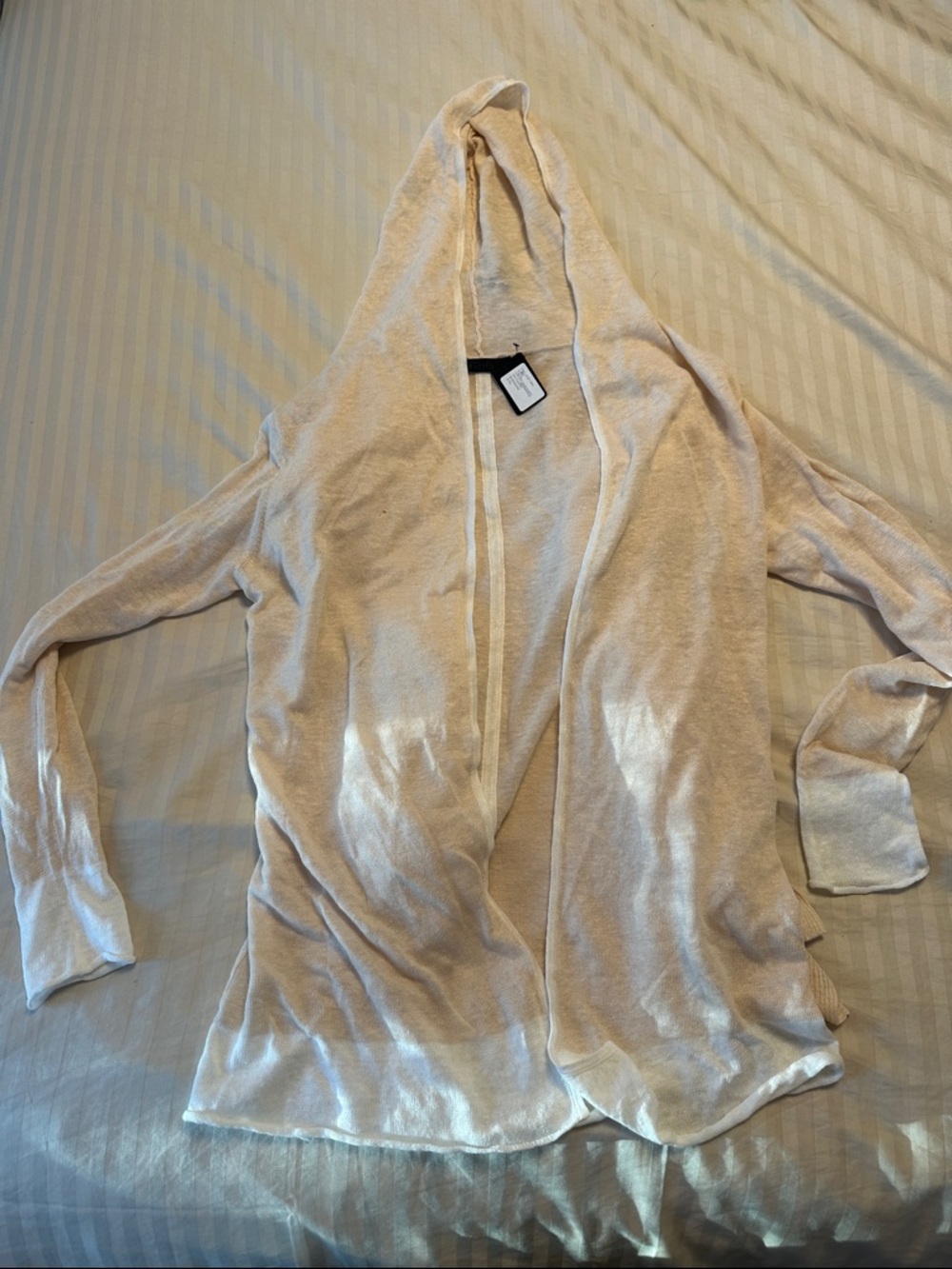 Light Taupe sweater set. Open-Front Hooded Cardigan and crew neck long sleeve.